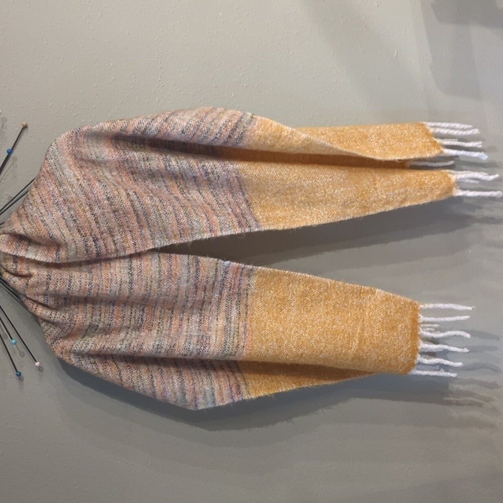 Unmade Copenhagen Sweater Blanket Scarf Wrap Fringe Acrylic Denmark